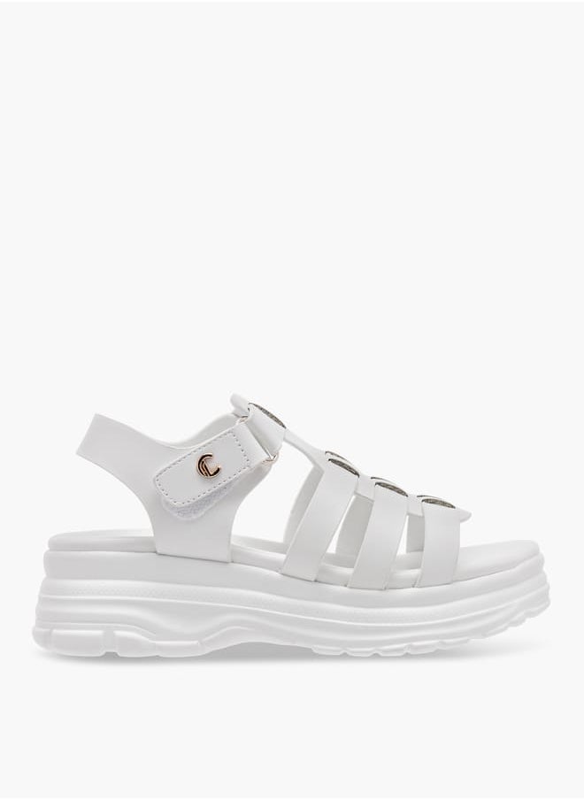 Le Confort - Girls Solid Chunky Sole Strap Sandals with Hook and Loop Closure - Image 1