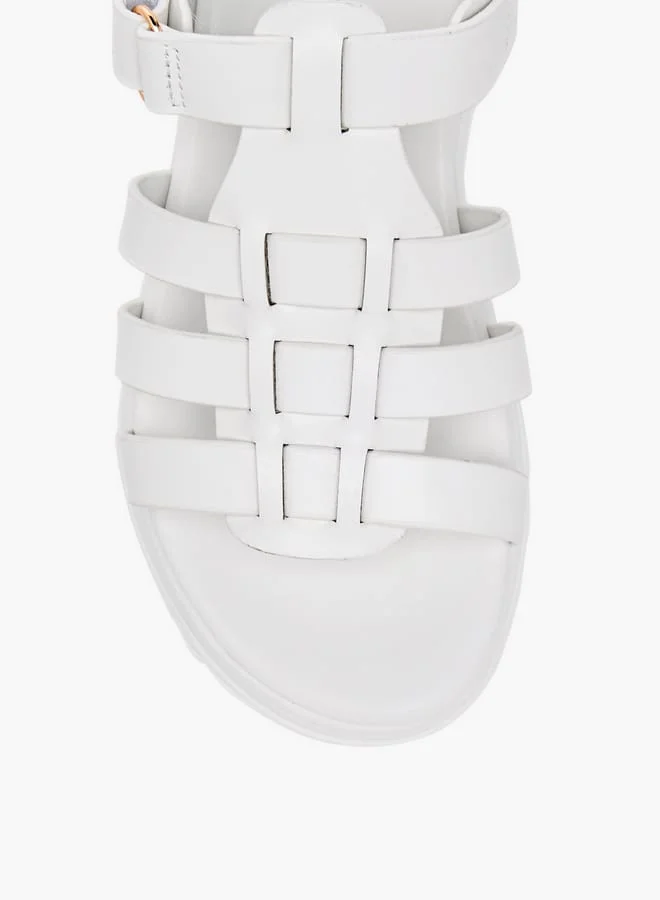 Le Confort Girls Solid Chunky Sole Strap Sandals with Hook and Loop Closure