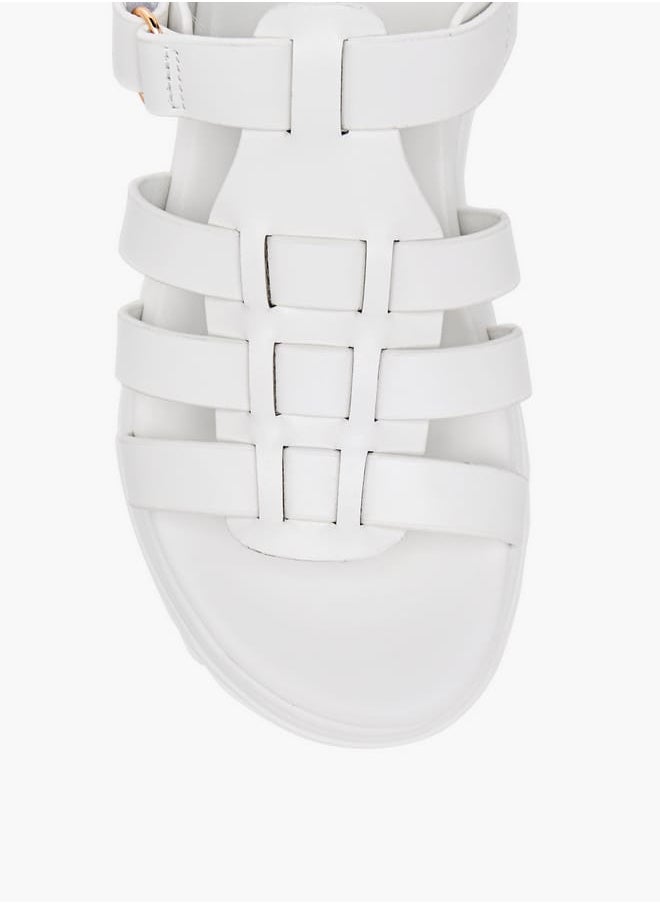 Le Confort - Girls Solid Chunky Sole Strap Sandals with Hook and Loop Closure - Image 1