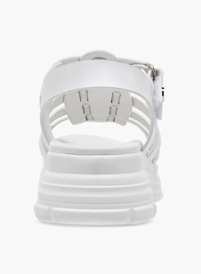 Le Confort Girls Solid Chunky Sole Strap Sandals with Hook and Loop Closure