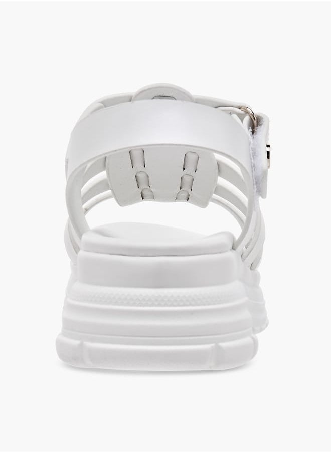 Le Confort - Girls Solid Chunky Sole Strap Sandals with Hook and Loop Closure - Image 1