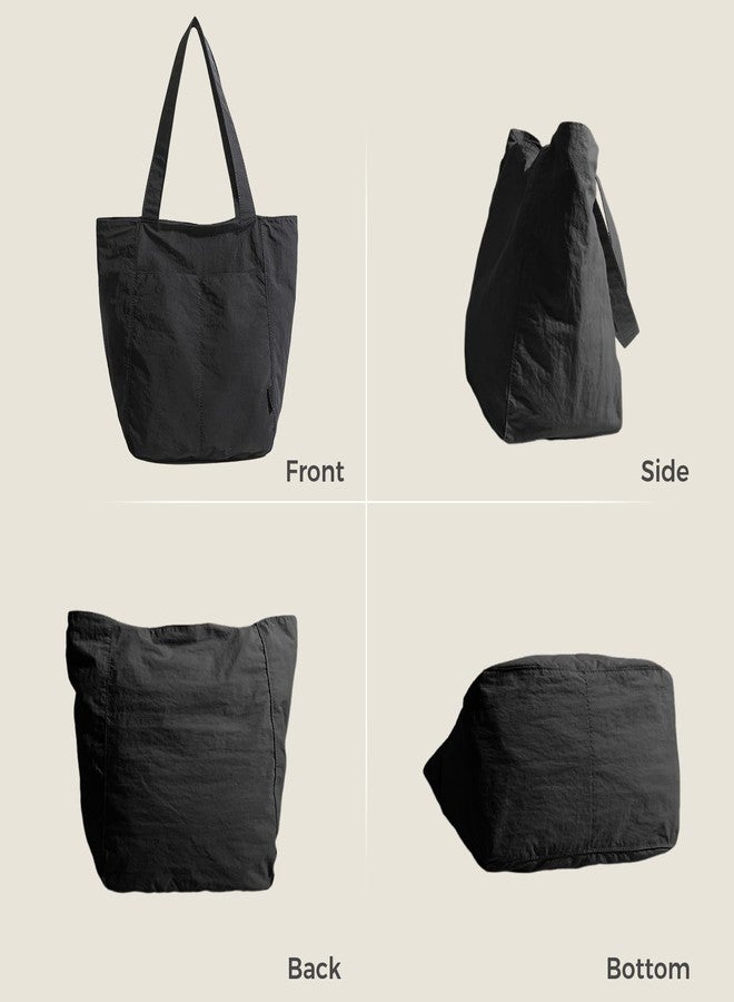 Barsine Tote Bag for Women Men Tote Purses and Handbags Lightweight Nylon Shoulder Bag for Work Travel Gym Yoga Dance, Black - Image 3