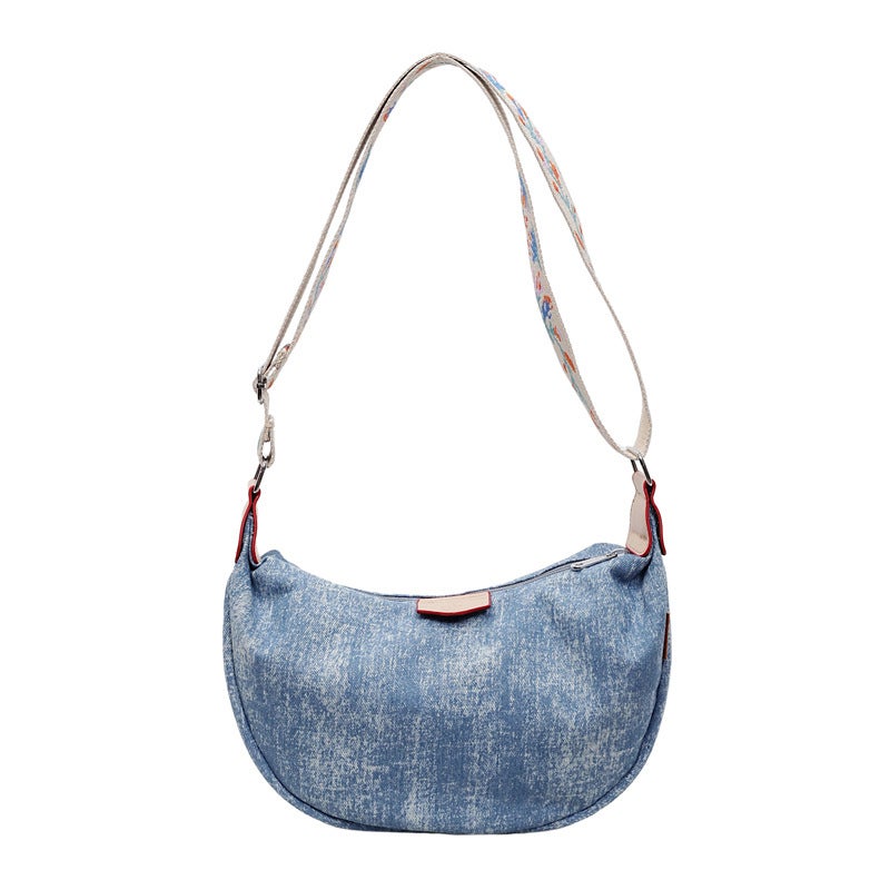 Fashionable Wide Strap Crescent Crossbody Bag - Image 5