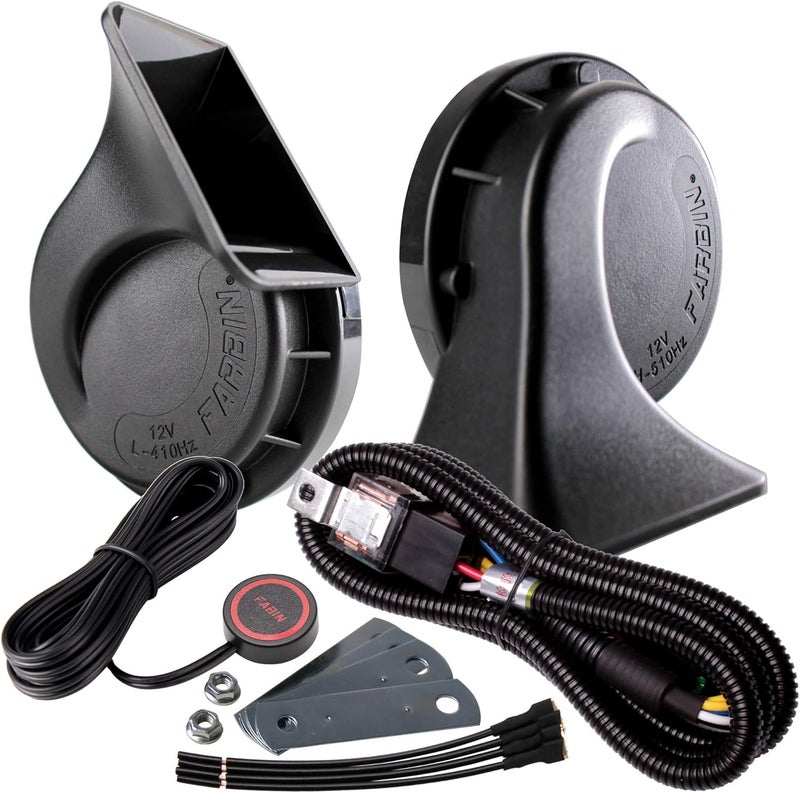 FARBIN Loud Truck Horn 12V Air Horn Kit with Relay Harness and Switch Button - Image 1