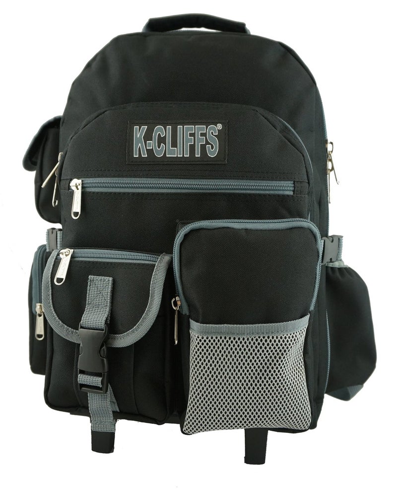 K-Cliffs Heavy Duty Rolling Backpack School Bookbag with Wheels Deluxe Wheeled Daypack - Image 2