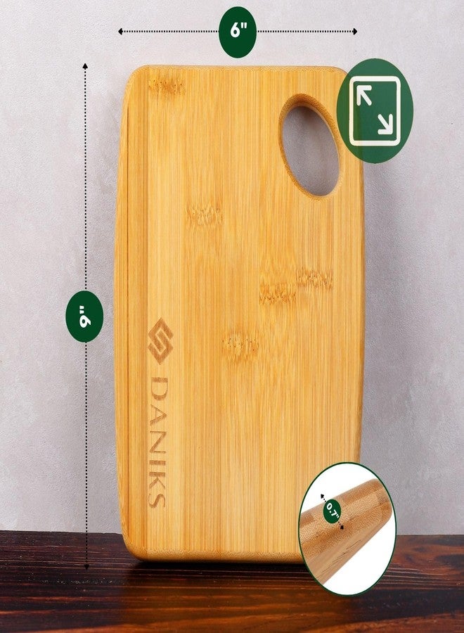 Daniks Bamboo Cutting Board 9 x 6 in (Small), Extra‑Thick Heavy‑Duty, with Hanging Hole, Pre‑Oiled, Eco‑Friendly - Image 3