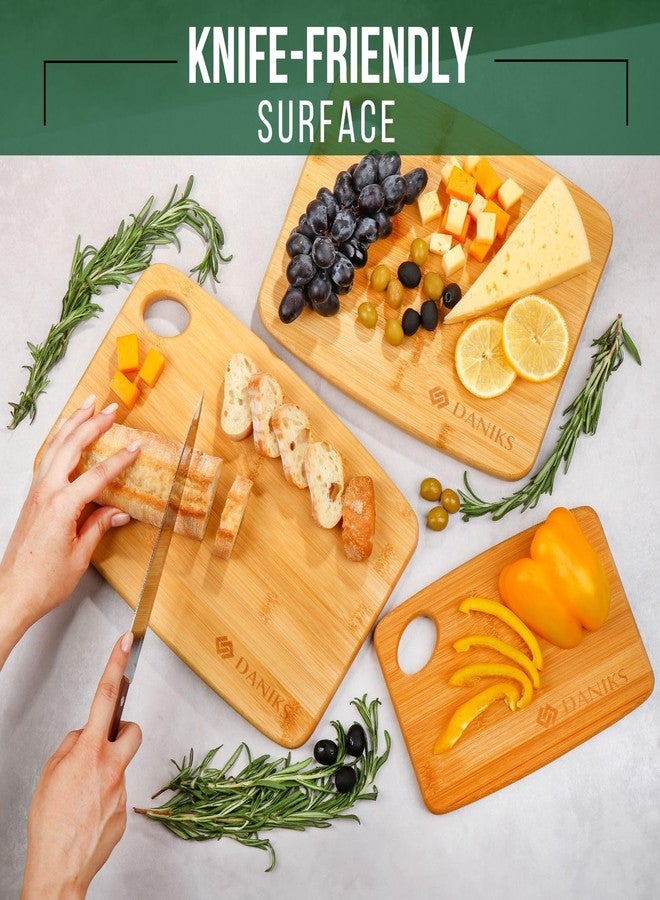 Daniks Bamboo Cutting Board 9 x 6 in (Small), Extra‑Thick Heavy‑Duty, with Hanging Hole, Pre‑Oiled, Eco‑Friendly - Image 5