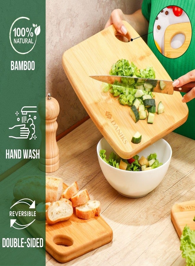 Daniks Bamboo Cutting Board 9 x 6 in (Small), Extra‑Thick Heavy‑Duty, with Hanging Hole, Pre‑Oiled, Eco‑Friendly - Image 4