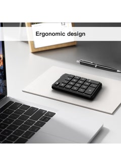 Generic Portable Lightweight Bluetooth 19-key Number Keyboard Button Battery Financial Accounting Laptop External Small Keyboard-Color:Black  - Image 3