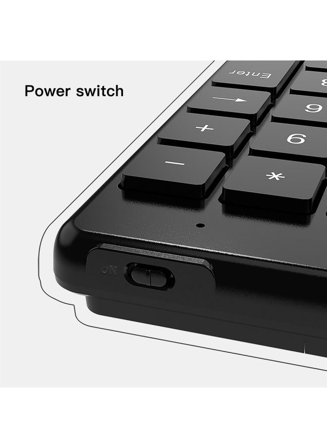 Generic - Portable Lightweight Bluetooth 19-key Number Keyboard Button Battery Financial Accounting Laptop External Small Keyboard-Color:Black - Image 1