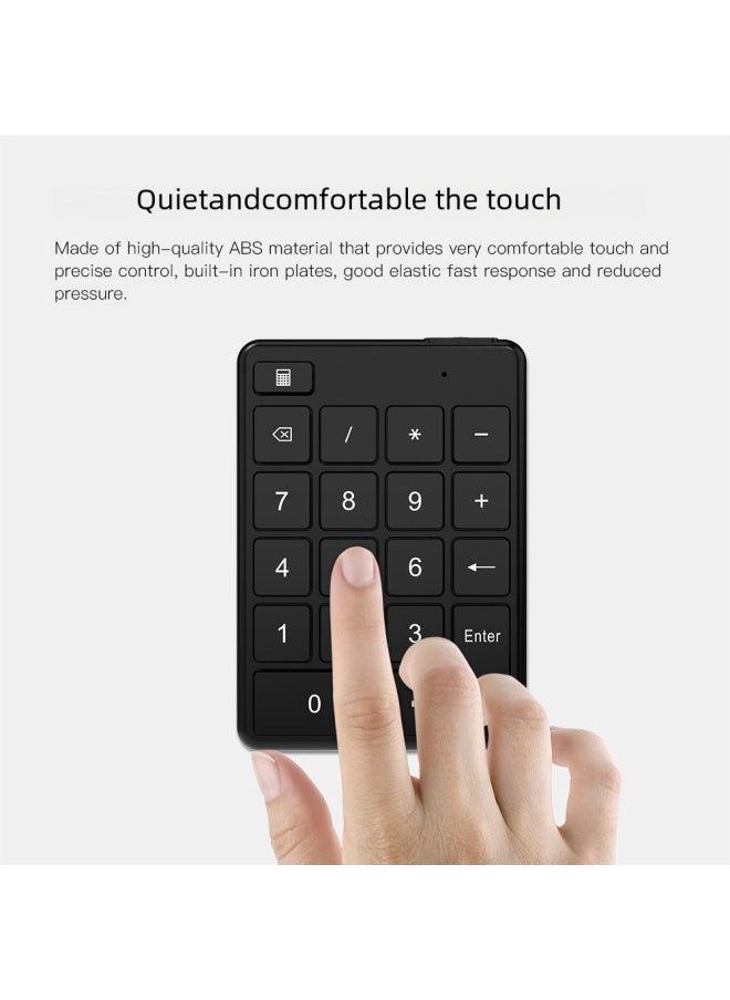 Generic - Portable Lightweight Bluetooth 19-key Number Keyboard Button Battery Financial Accounting Laptop External Small Keyboard-Color:Black - Image 1