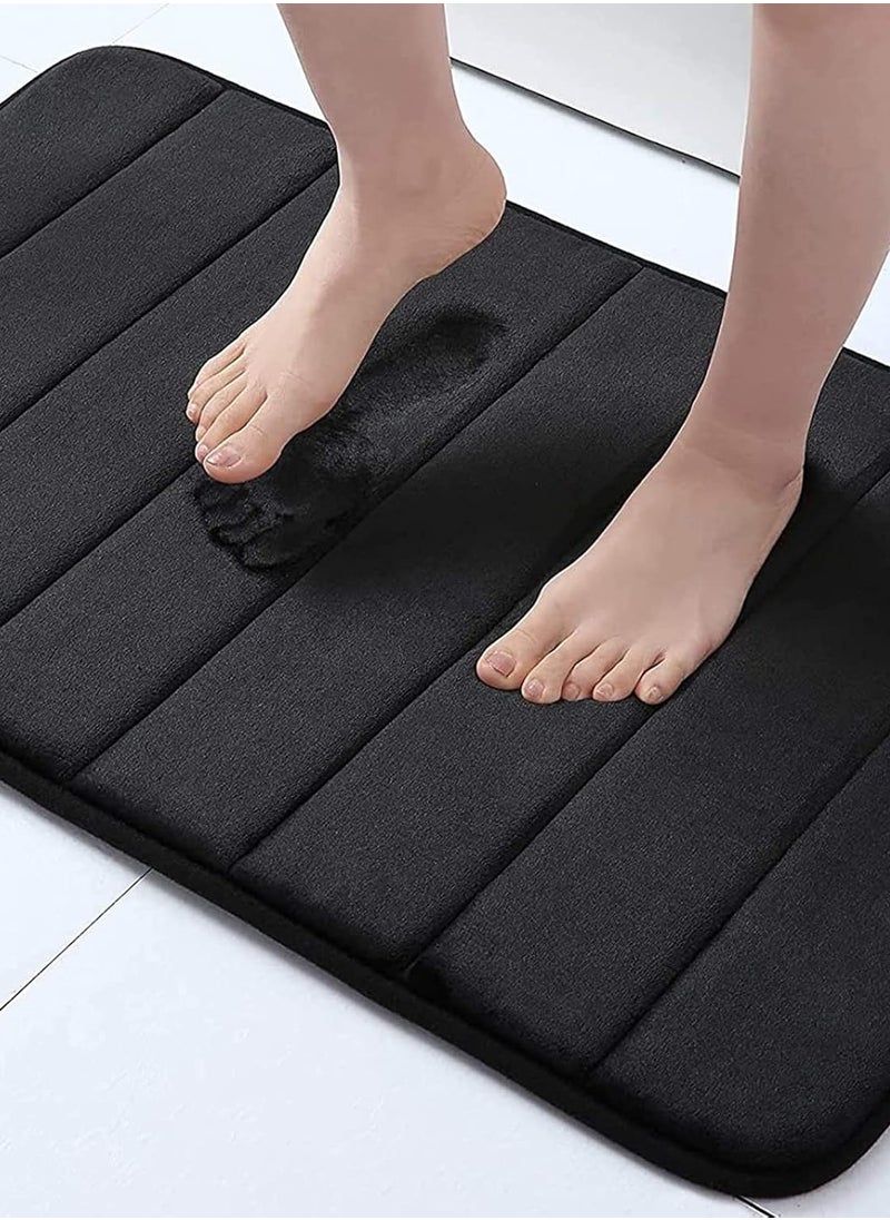 Garlo Memory Foam Bath Mat Rug, 24" x 16", Ultra Soft and Non-Slip Bathroom Rugs, Water Absorbent and Machine Washable Bath Rug for Bathroom, Shower, and Tub, Black  - Image 1