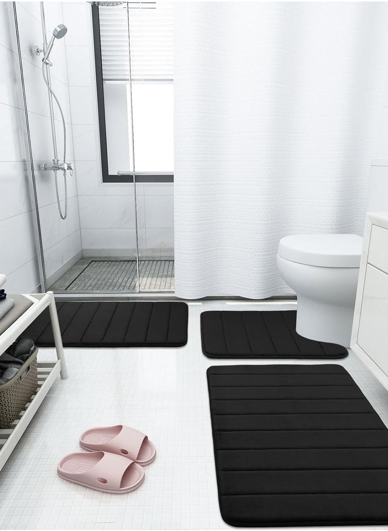 Garlo Memory Foam Bath Mat Rug, 24" x 16", Ultra Soft and Non-Slip Bathroom Rugs, Water Absorbent and Machine Washable Bath Rug for Bathroom, Shower, and Tub, Black  - Image 2