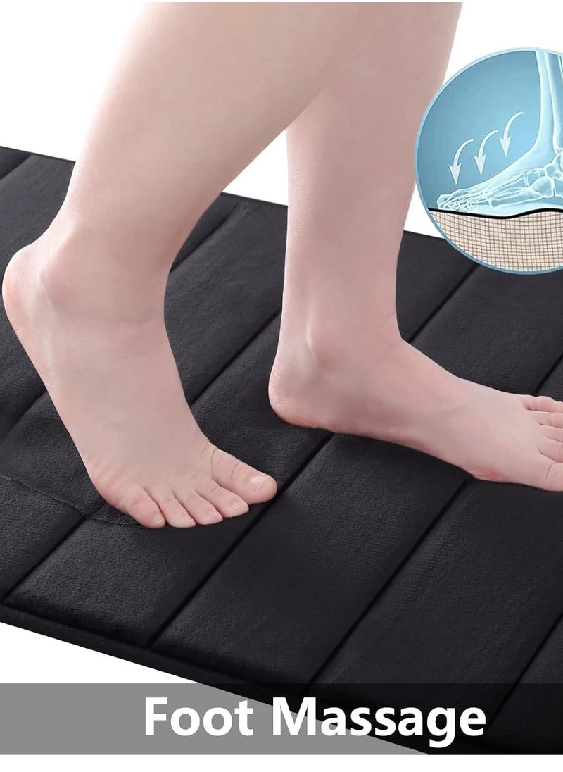 Garlo Memory Foam Bath Mat Rug, 24" x 16", Ultra Soft and Non-Slip Bathroom Rugs, Water Absorbent and Machine Washable Bath Rug for Bathroom, Shower, and Tub, Black  - Image 3
