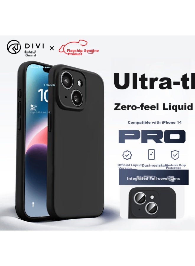 Divi Zero-feel Liquid Silicone Case For Iphone 14, Full Coverage Shockproof Anti-scratch Skin-friendly Ultra-thin Soft Cover, Black - Image 1