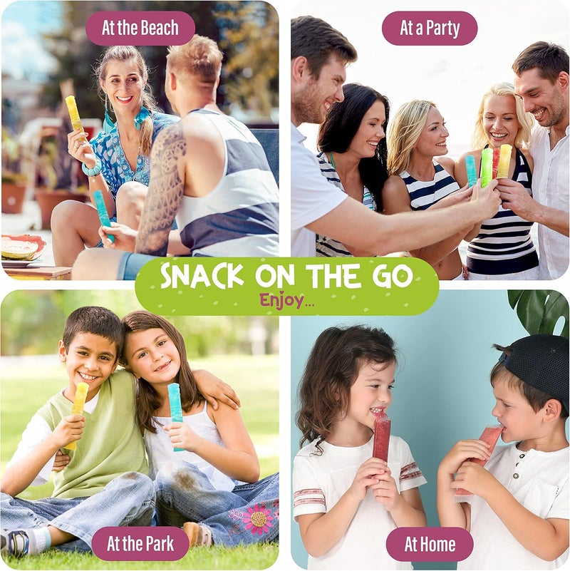 FROZIP 125 Disposable Ice Popsicle Mold Bags| BPA Free Freezer Tubes With Zip Seals | For Healthy Snacks, Yogurt Sticks, Juice & Fruit Smoothies, Ice Candy Pops| Comes With A Funnel (8x2") - Image 4