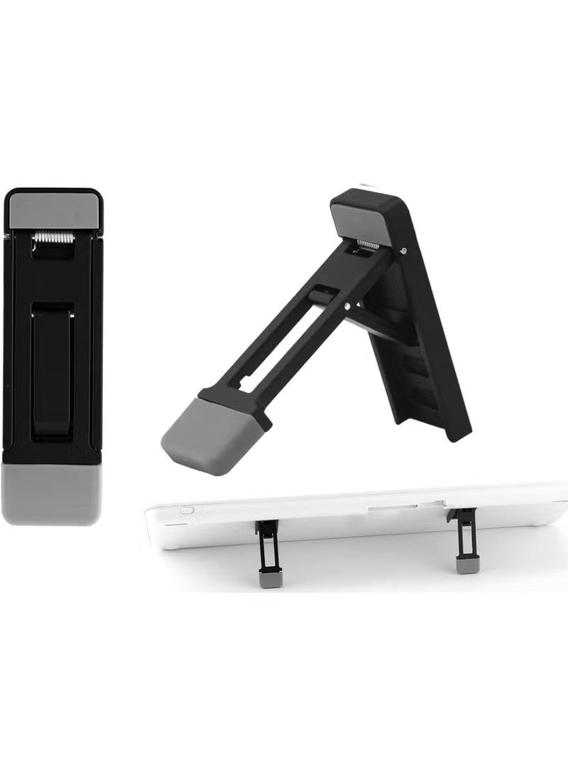 حامل لوحة مفاتيح قابل للطي من قطعتين للمكتب، قابل للتعديل والإمالة، وأقدام محمولة صغيرة للكمبيوتر المحمول، ورافعة مريحة للوحة مفاتيح الكمبيوتر مع وسادات مضادة للانزلاق، ملحقات المكتب (أسود) - Image 1