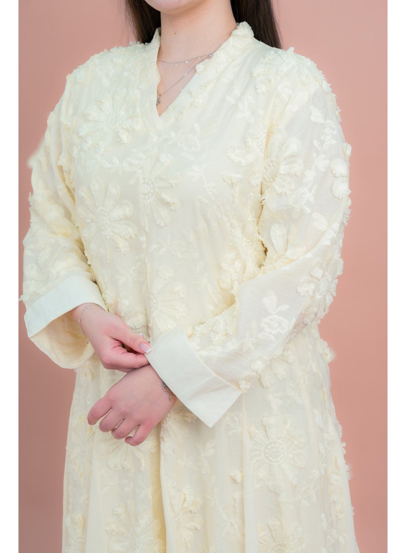 IKKXA Soft Petals Embroidered Jalabiya - Image 3