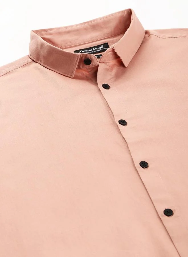 Dennis Lingo Dennis lingo Men Peach Slim Fit Casual Shirt