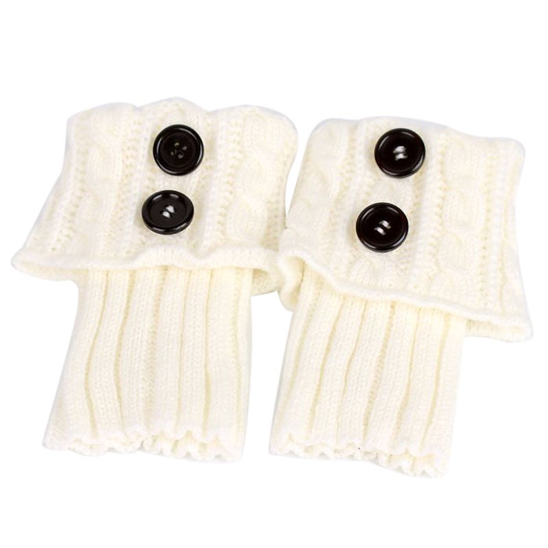 2pcs Leg Warmers Women Knitting Socks Leg Warmers Boot Cover Keep Warm Socks (White) - Image 2