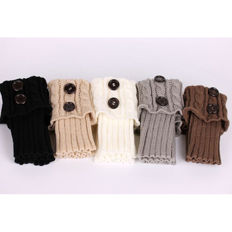 2pcs Leg Warmers Women Knitting Socks Leg Warmers Boot Cover Keep Warm Socks (White) - Image 3