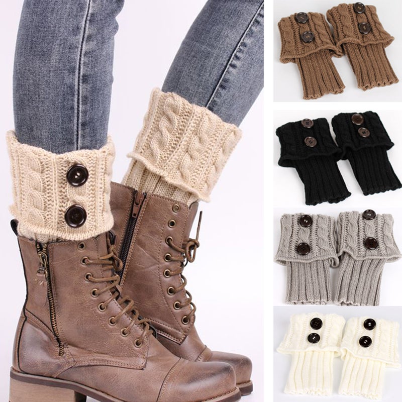 2pcs Leg Warmers Women Knitting Socks Leg Warmers Boot Cover Keep Warm Socks (White) - Image 4