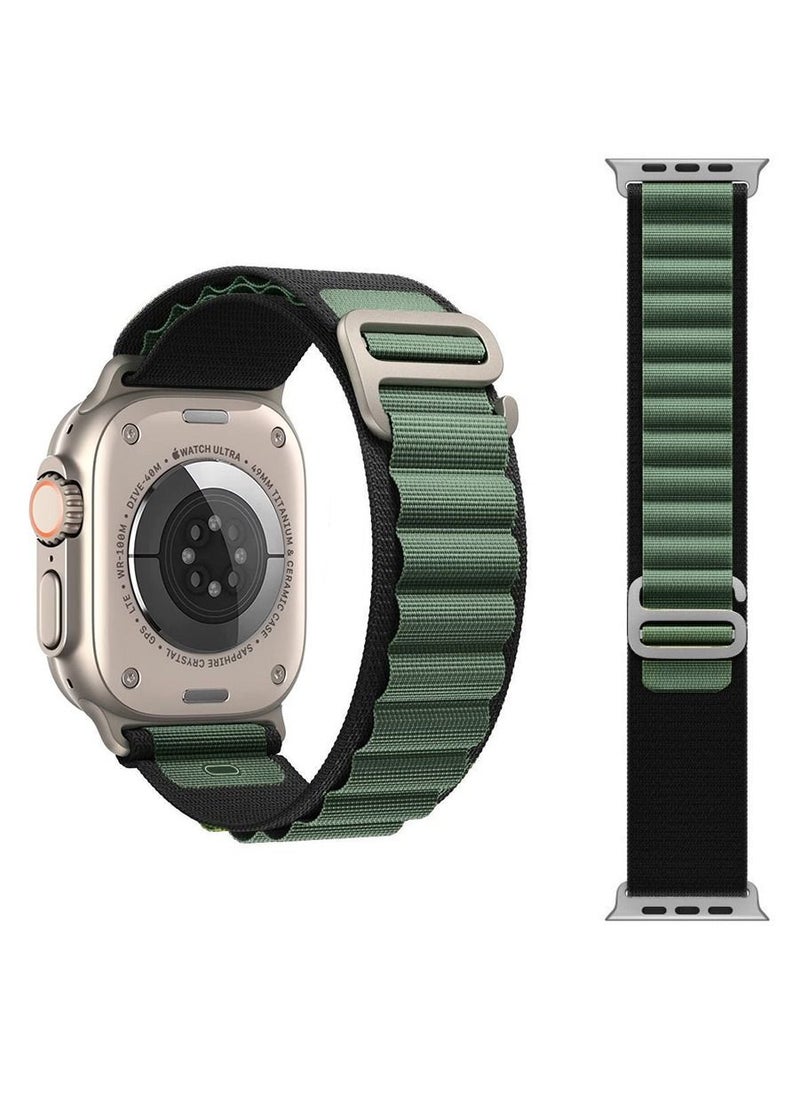 CATANES Alpine Loop Band 49mm 45mm 44mm for Apple Watch Series Ultra/8/SE/7/6/5/4/3/2/1 Nylon Woven Textile Loop Sport Strap Wristband Green/Black  - Image 5