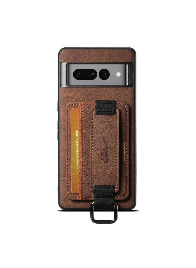 Suteni Case For Google Pixel 7 Pro H13 Litchi Leather Wrist Strap Wallet Back Phone Case - Image 1