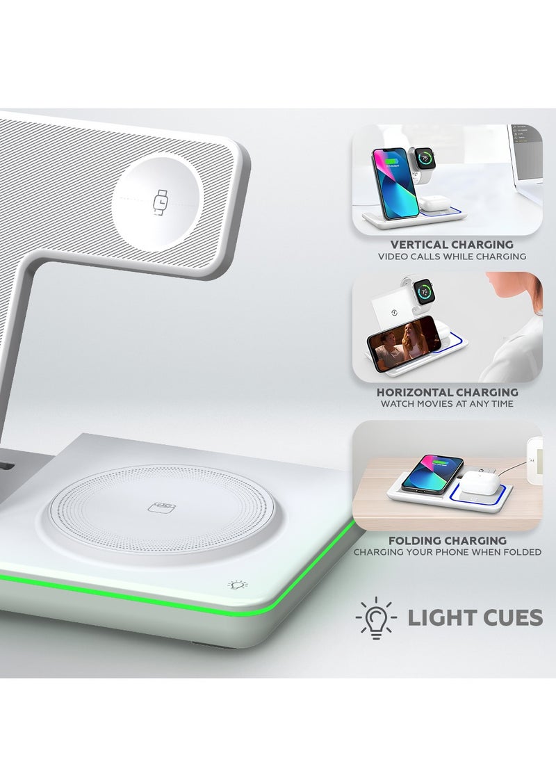 3 in 1 Wireless Charging Station, Fast Wireless Charger Stand for Fast Charge, Wireless Charger for Travel Phone Apple iPhone 16 15 14 13 12 11 X Pro Max iWatch 8 7 6 5 4 Samsug Galaxy S