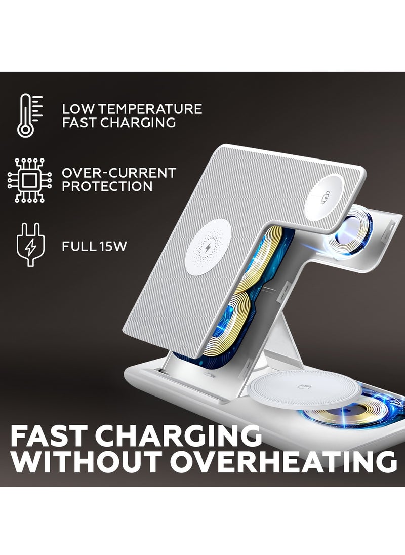 AMROAH 3 in 1 Wireless Charging Station, Fast Wireless Charger Stand for Fast Charge, Wireless Charger for Travel Phone Apple iPhone 16 15 14 13 12 11 X Pro Max iWatch 8 7 6 5 4 Samsug Galaxy S  - Image 5