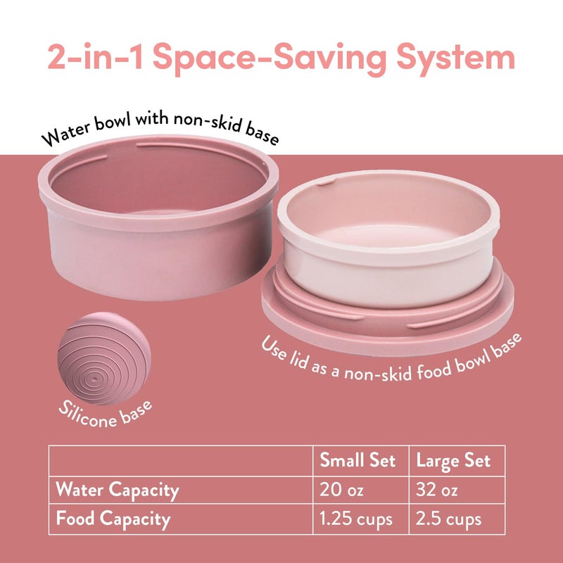 KindTail Dog Travel Bowls - Set of 2 Portable Pet Food & Water Dishes with Lid & Handle - Each Nesting Container Includes a Non-Slip Silicone Base - Microwave & Dishwasher Safe - BPA & Toxin-Free - Image 4