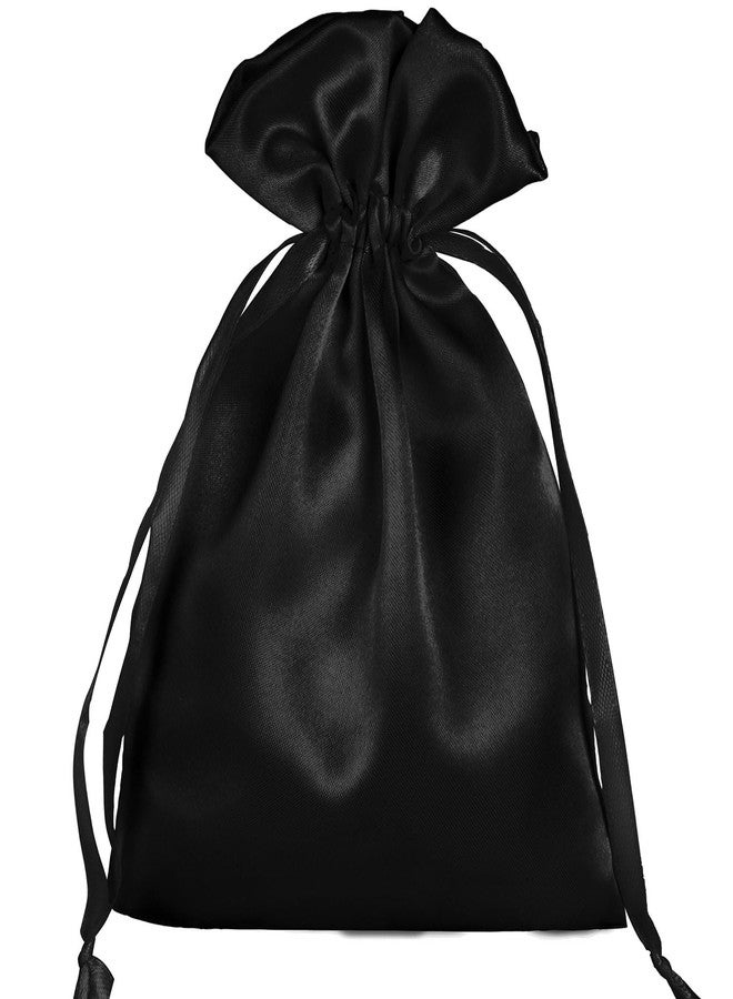 AKLVBL 50 Pack 6x9.5 Black Satin Bags Small Gift Bags, Jewelry Drawstring Pouch, Wedding Favor Bags, Baby Shower Bags, Party Favor Bags,Satin Gift Bags - Image 1