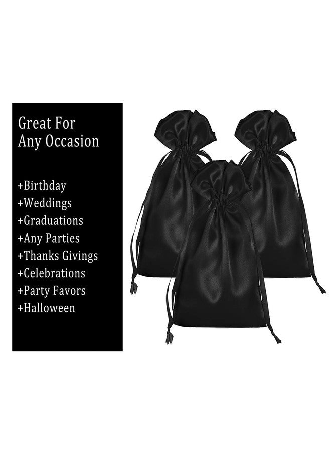 AKLVBL 50 Pack 6x9.5 Black Satin Bags Small Gift Bags, Jewelry Drawstring Pouch, Wedding Favor Bags, Baby Shower Bags, Party Favor Bags,Satin Gift Bags - Image 4