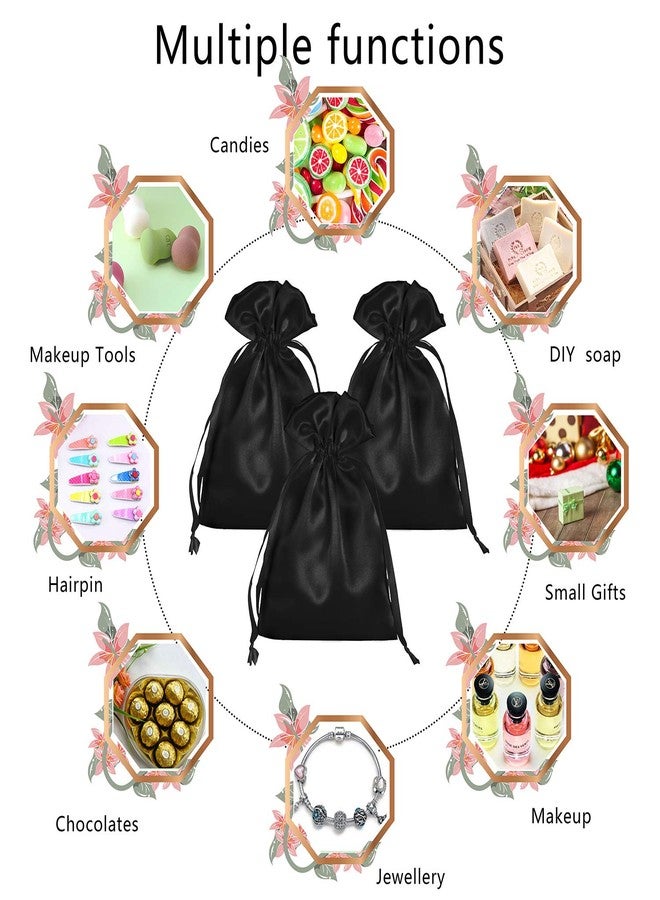 AKLVBL 50 Pack 6x9.5 Black Satin Bags Small Gift Bags, Jewelry Drawstring Pouch, Wedding Favor Bags, Baby Shower Bags, Party Favor Bags,Satin Gift Bags - Image 3