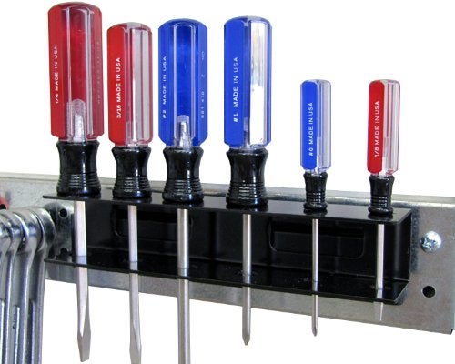 Wall Control Screwdriver Holder Bracket Slotted Metal Pegboard Accessory Slotted Tool Board - Black - Image 5