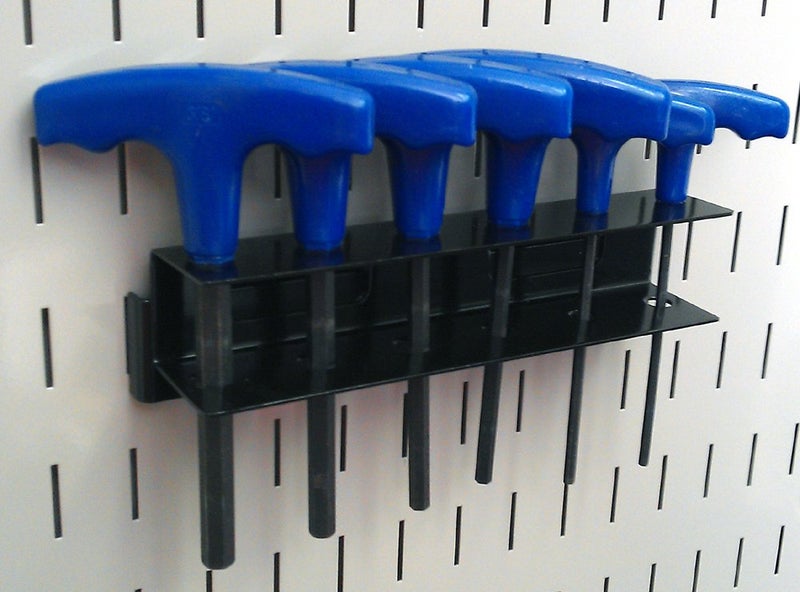 Wall Control Screwdriver Holder Bracket Slotted Metal Pegboard Accessory Slotted Tool Board - Black - Image 4