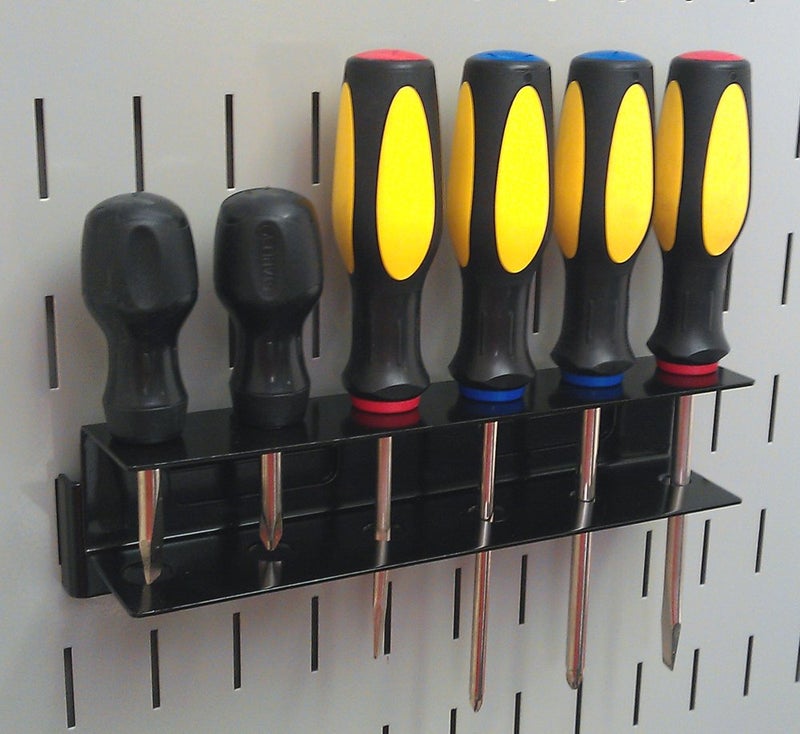 Wall Control Screwdriver Holder Bracket Slotted Metal Pegboard Accessory Slotted Tool Board - Black - Image 3