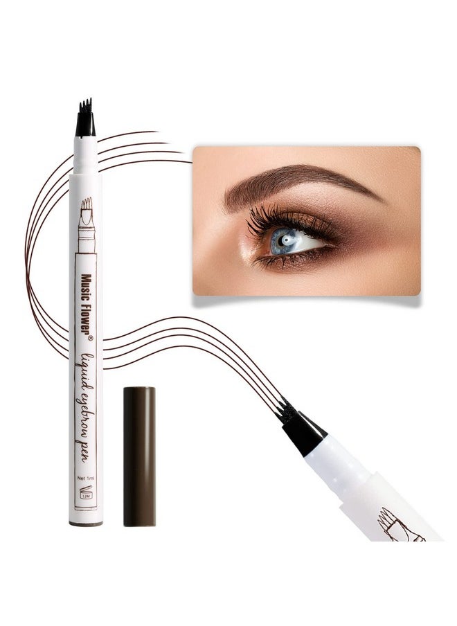 Music Flower Eyebrow Pencil Liquid Eyebrow Pen Waterproof Brow Pen With Microfork Tip Smudgeproof Long Lasting Fine Sketch Microblading Pen Chestnut  - Image 1