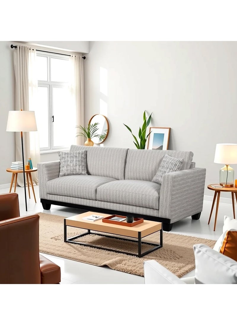ROYALOAK Archer 3 Seater Sofa – Modern Comfortable Sofa for Living Room with Beige Fabric Upholstery & Sturdy Wooden Base  - Image 1