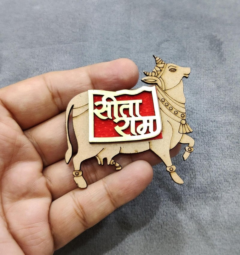 BITONA BITONA Puja Sohn Soon Puja Ram Ram Cow Wooden Tags Door Sticker Tags 3 Pairs self Stick6 Piece for Festival Specially Rakhi Diwali 6 pc - Image 3