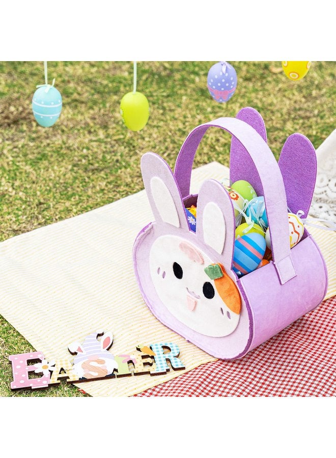 Lazada Lazada Easter Bunny Basket Bag Rabbit Bucket Tote for Easter Egg Hunts Easter Decors Candy Gift Basket Purple 6" - Image 2