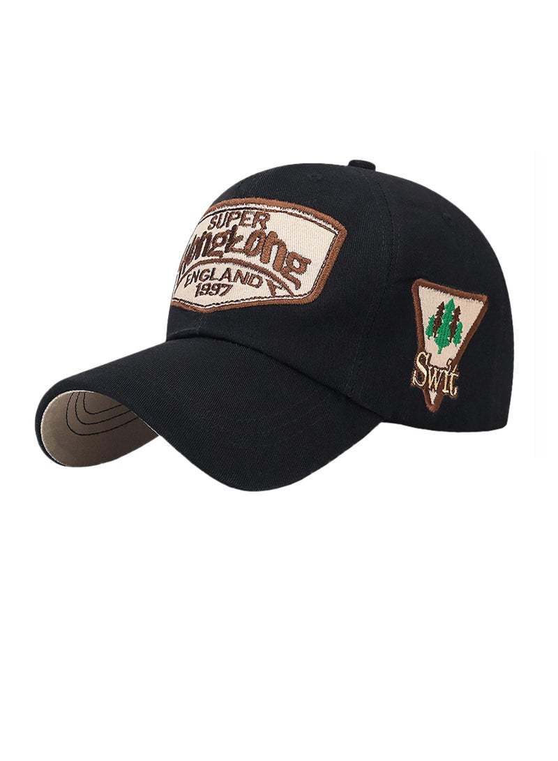 KASTWAVE Unisex Vintage Baseball Cap, Trucker Hat, Cotton Embroidered Snapback Sports Cap, Casual Anti UV Sun Hat, Baseball Caps Men, Black - Image 1