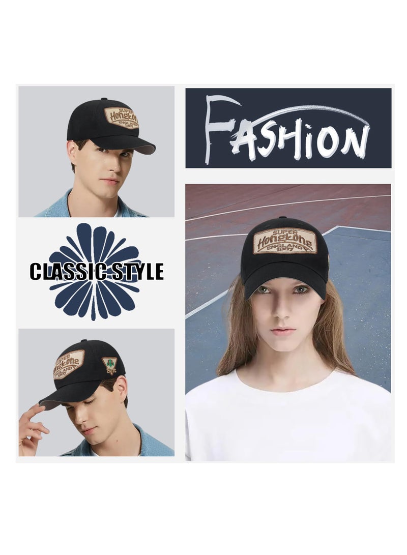 KASTWAVE Unisex Vintage Baseball Cap, Trucker Hat, Cotton Embroidered Snapback Sports Cap, Casual Anti UV Sun Hat, Baseball Caps Men, Black - Image 5