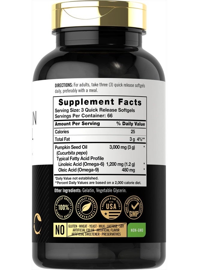 Carlyle زيت بذور اليقطين | 3000 ملغ | 200 كبسولة لينة | صيغة خالية من الكائنات المعدلة وراثيًا وخالية من الغلوتين | مكمل غذائي مضغوط على البارد - Image 2