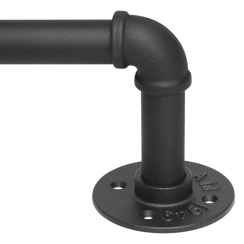 Refrze Blackout Curtain Rods For Windows 48 To 84 Inch  Industrial Curtain Rods  Wrap Around Curtain Rods For Bedroom 1 Inch Heavy Duty Outdoor Curtain Rods For Patio  48-84""  Black - Image 1