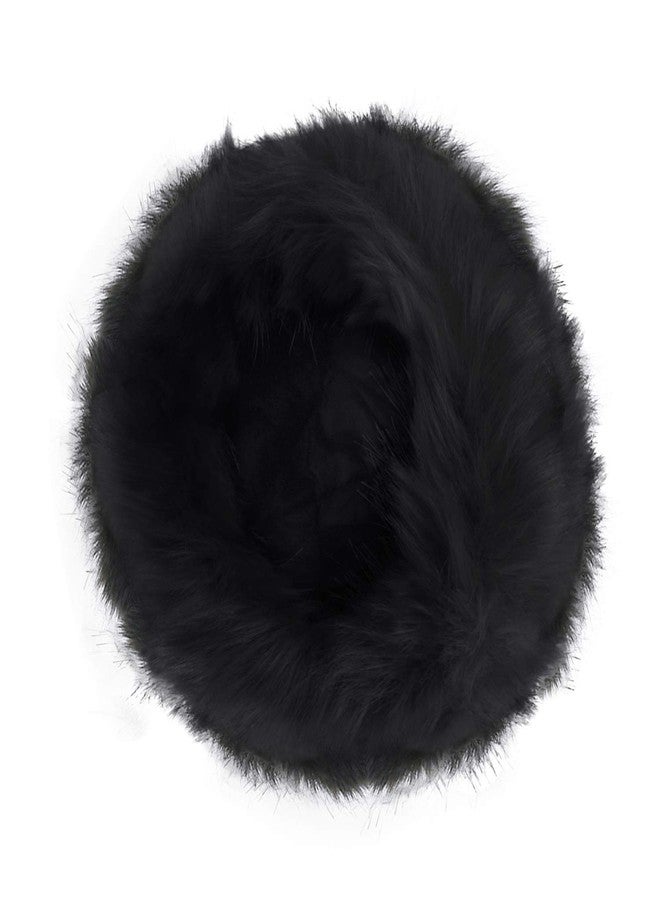 MioCloth Faux Fur Trimmed Beanie Hat Winter Warm Soft Classy Russian Hat for Women Girl Black - Image 5