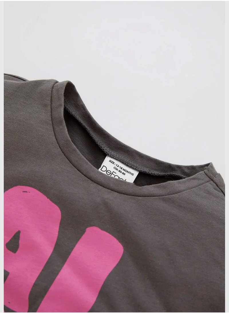 DeFacto Regular Fit Short Sleeve Slogan Print T-Shirt