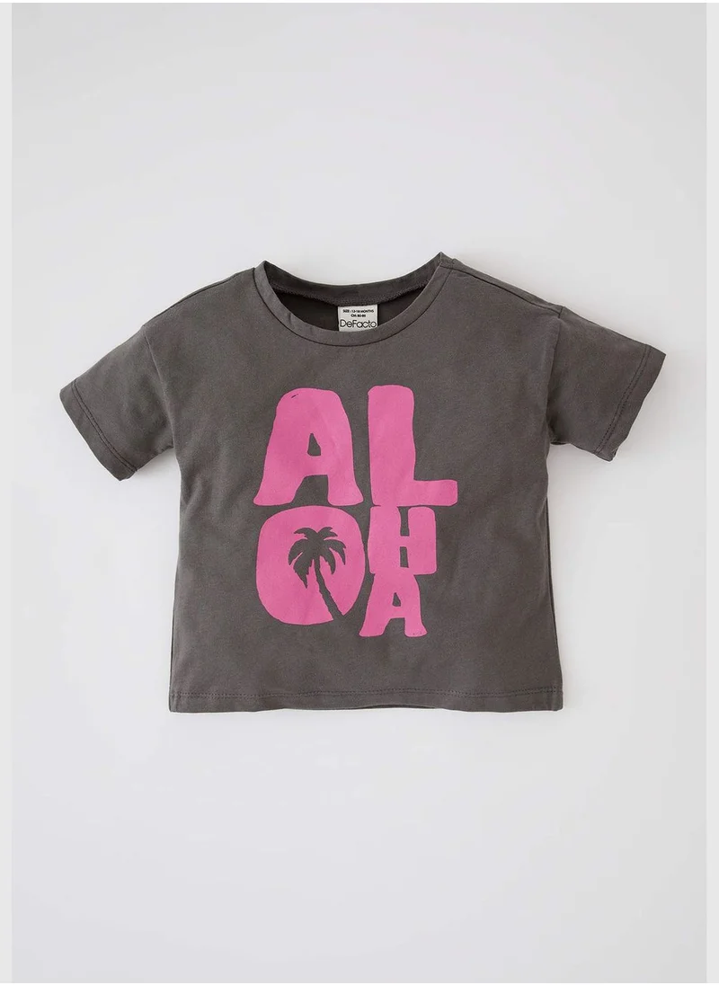 DeFacto Regular Fit Short Sleeve Slogan Print T-Shirt
