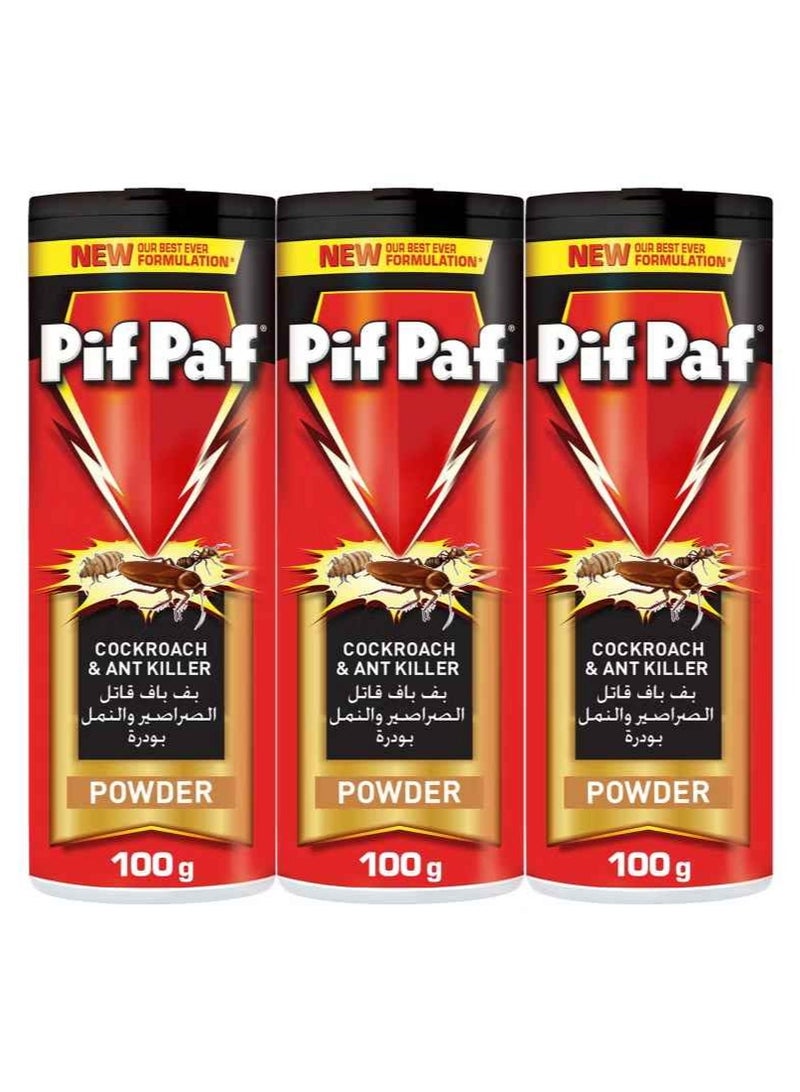 Pif Paf Cockroach and Ant Killer Powder, 100g, Pack of 3 - Image 1