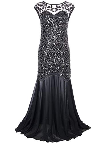 PrettyGuide Women 's 1920s Black Sequin Gatsby Formal Evening Prom Dress XL Black - Image 1